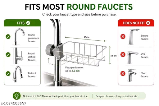 Stainless Steel Adjusting Multifunctional Over Kitchen Sink Caddy Clamp Faucet Sponge Scrubber Holder Storage Hanging Shelf Draining Bathroom Tap Shampoo Soap Organizer Rack